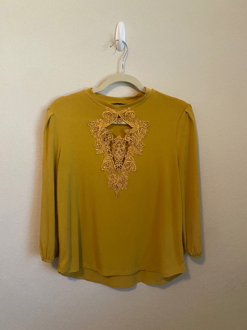 Mustard Yellow Lace Accent Long Sleeve